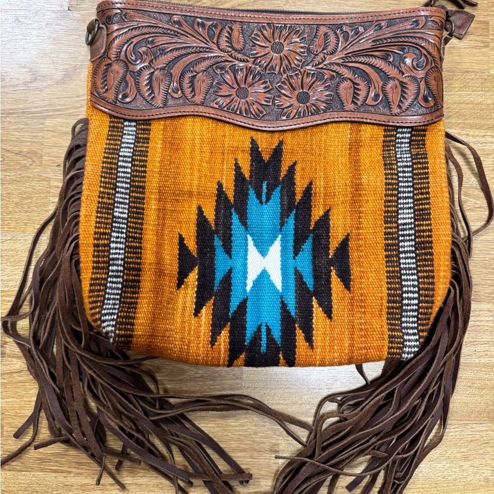 Saddle blanket purse with fringe